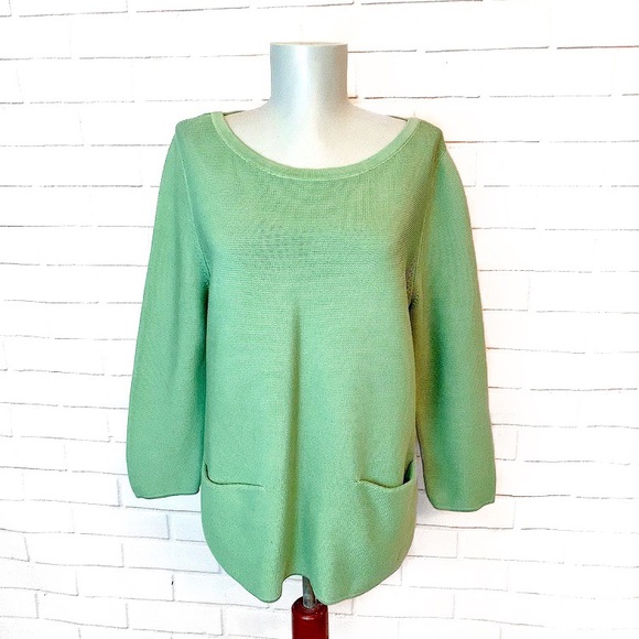 COS Sweaters - COS • Green Ribbed Pullover Sweater